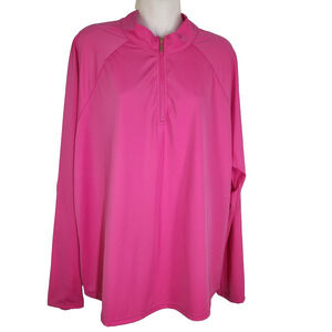 Susan Graver Women's Soleil Rashguard Top Size 22W Pink Half Zip UPF 30 Outdoor